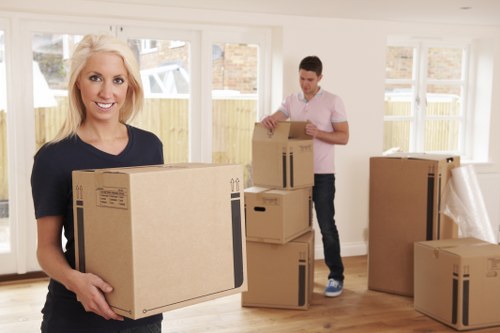 Professional movers carrying household items during a Crystal Palace removal