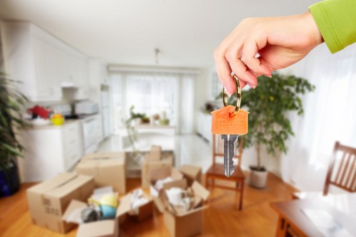 Prepared moving boxes and household items ready for house removal in Crystalpalace