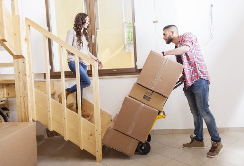 Removal truck and packed furniture in Crystal Palace